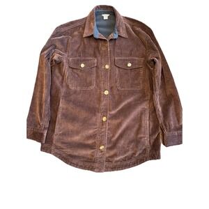 EDDIE BAUER Wide Wale Dark Brown Corduroy Chore Coat Barn Jacket  Womens Small